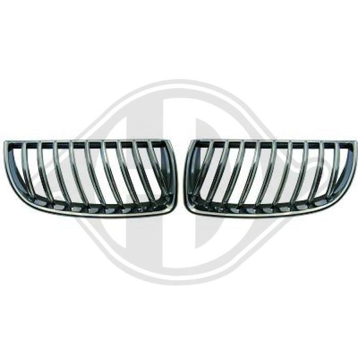 1216340 , Paire de grilles de calandre noir - chrome pour BMW Serie 3 de type E90 de 2005 a 2008.