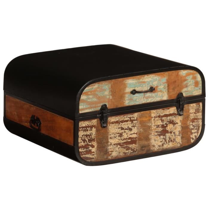 Coffre style industriel Bois solide de récupération 60x60x35 cm