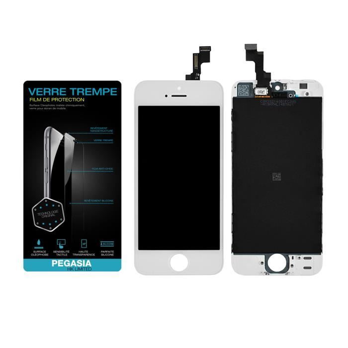 VITRE TACTILE + ECRAN LCD RETINA HAUTE QUALITE POUR IPHONE SE BLANC + VERRE TREMPE DE PROTECTION OFFERT-PEGASIA