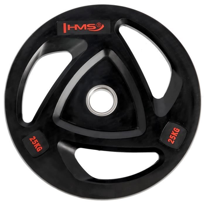 HMSPORT - Disque de poids Olympique noir en caoutchouc 25 kg - Entrainement de force - Équipement sportif - Musculation - Noir