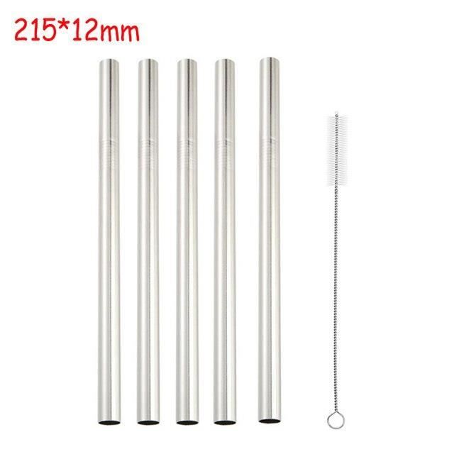 Accessoires bar,Paille en métal de paille réutilisable d'acier inoxydable de paille Extra large pour des - Type Primary 12mm 6Pc