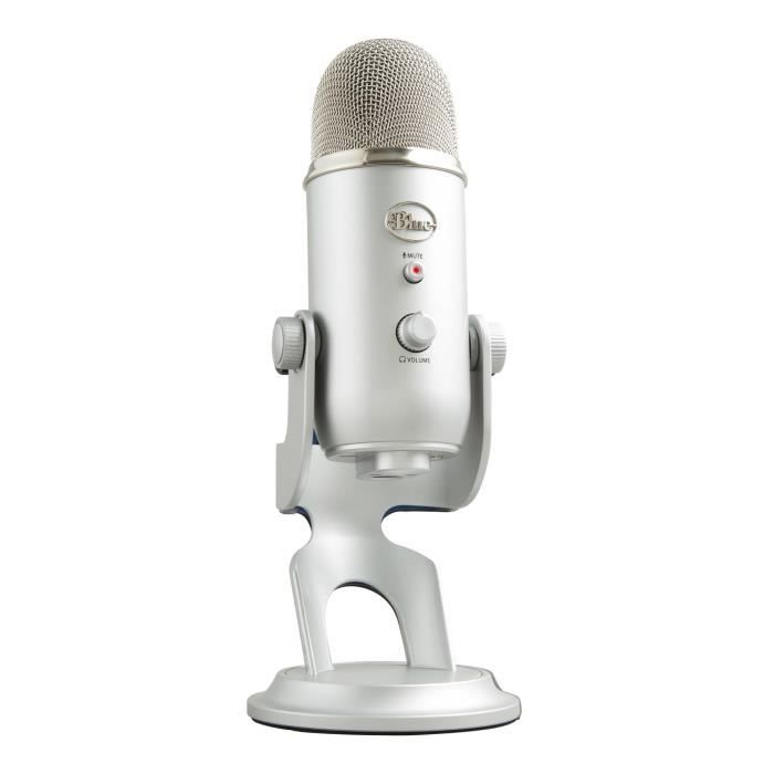 Microphone USB - Blue Yeti - Pour Enregistrement, Streaming, Gaming, Podcast sur PC ou Mac - Argent