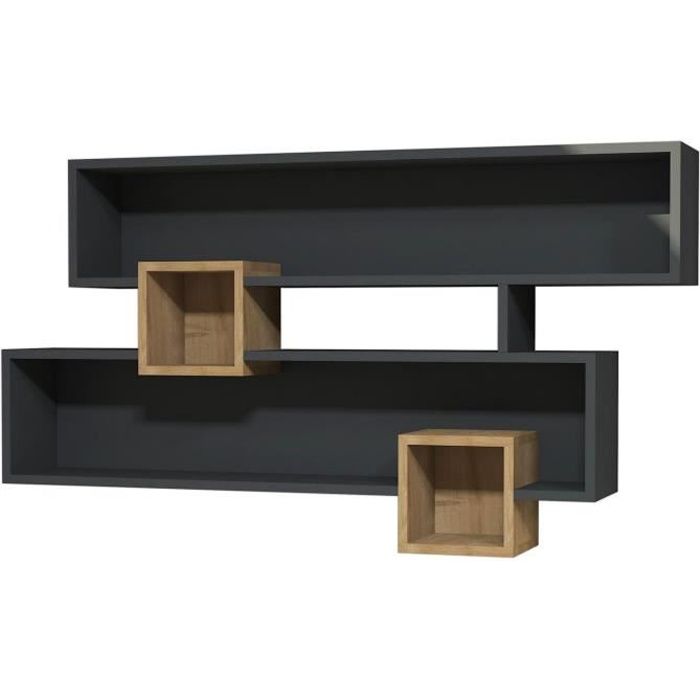 Etagère murale design Karen - L. 120 x H. 75 cm - Gris anthracite