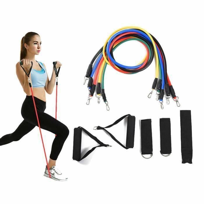 DUYAER® 11 pièces Kit Bande de Résistance Bande Élastique Fitness Bandes d'exercice pour Entraînement Sport à l'interieur Yoga Pilat
