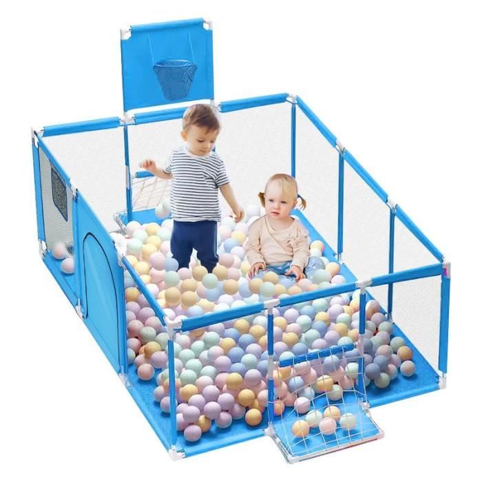 LEXLIFE Parc Bébé rectangulaire avec 30 boules - Portable Centre d'activités Pour Enfants - 180 x 120 cm - Bleu