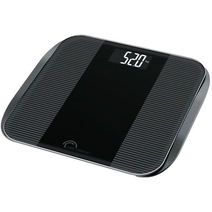 LITTLE BALANCE Pèse-personne Slim Wave LCD - 180 kg / 100 g - Noir brillant