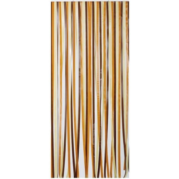 MOREL - Rideau de porte polyéthylène Antilles brun et beige 120x220 cm