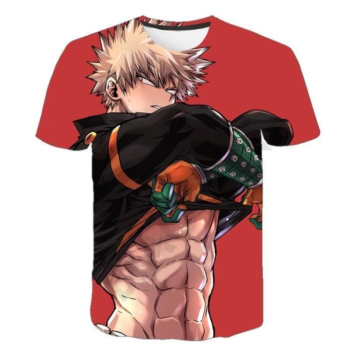 Tee shirt - Anime My hero - Orange-Noir