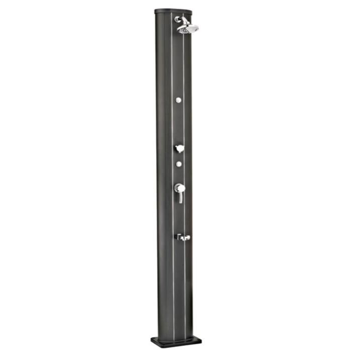 Douche solaire droite alu noir 40 l avec rince-pieds et brumisateur