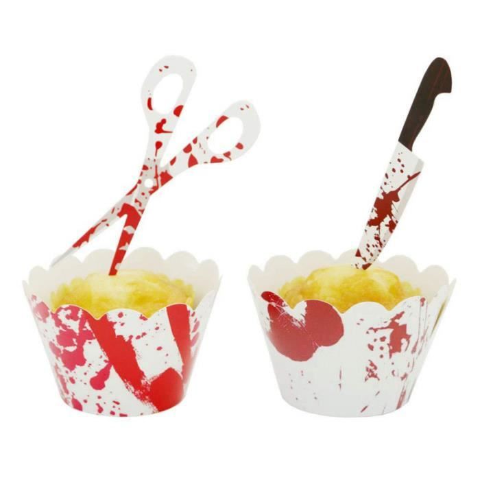 48 Pcs Sang Empreintes De Main Modèles Papier Wrappers Gâteau Cuisson Décoration Wraps pour Party GATEAU PATISSIER