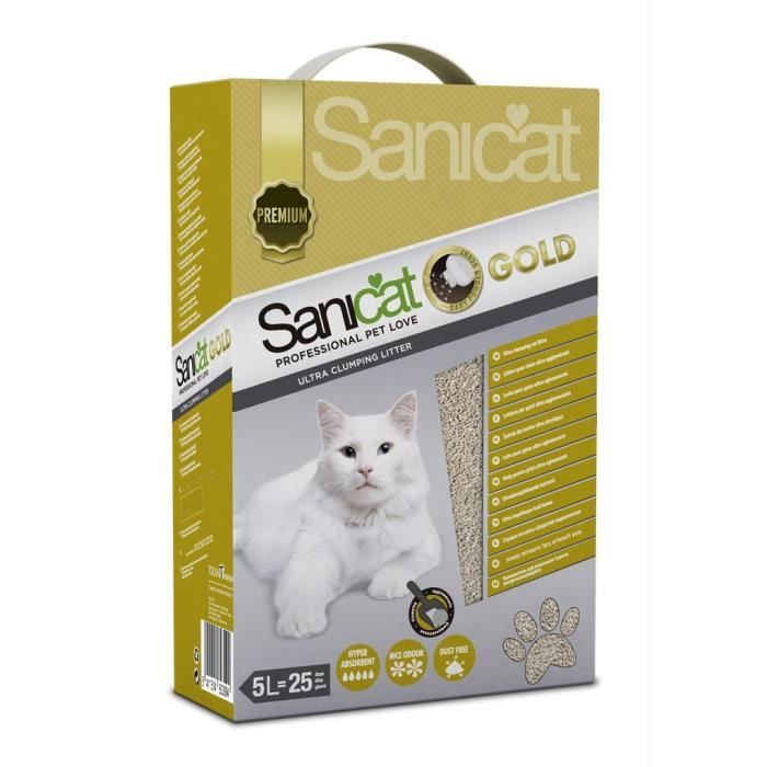 SANICAT Litière Gold Ultra Clumping 5L - Pour chat