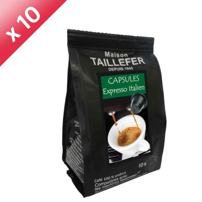 10 paquets de 10 capsules de Café Expresso Italien MAISON TAILLEFER