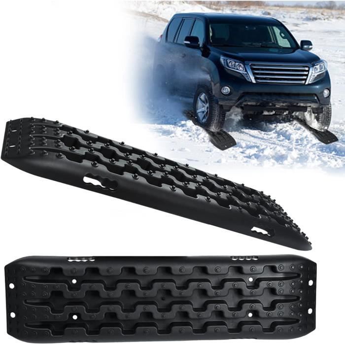 Aide à la traction Planche de récupération Caravane 2 pièces Offroad Tracks Tapis de traction Tapis de traction snow Traction Noir