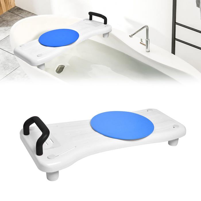 SUNDO Planche de Baignoire PLUS 78x35cm Blanc Poignée Bleue main image 0