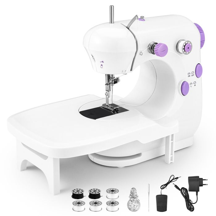 Mini Machine à Coudre Portable Électronique 202 – Double Vitesse, Pédale, Lumière LED, Double Aiguille