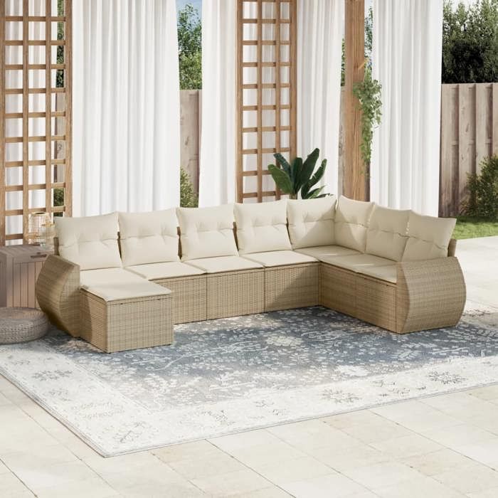 vidaXL Salon de jardin 6 pcs avec coussins Résine tressée ensemble de canapés d'extérieur canapé d'angle de jardin 3308162 - vue 3