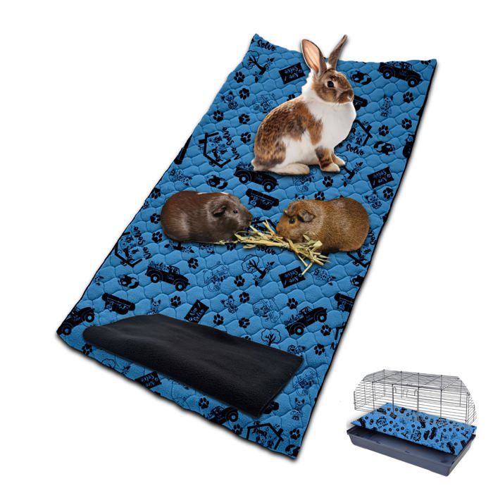 Comparer les prix de NEO SOLVO Tapis Litière Polaire pour Cochon d'Inde et Lapin - 60 x 120 cm Bleu Design - Absorbant et Imperméable