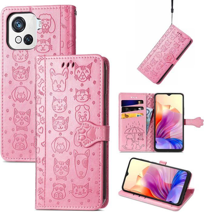 Coque Portefeuille En Cuir PU Pour Blackview Shark 6 5G - Protection Anti-choc - Avec Rangement Cartes - Rose