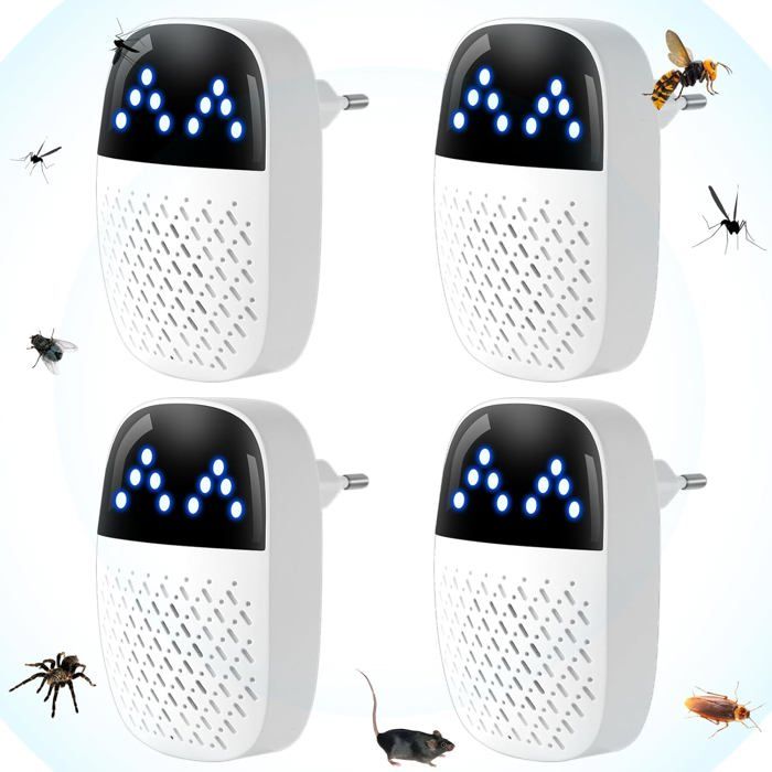 8 Pack Répulsif Ultrason Anti-Rongeurs Insectes, Anti Moustique Intérieur Électronique Moustiques