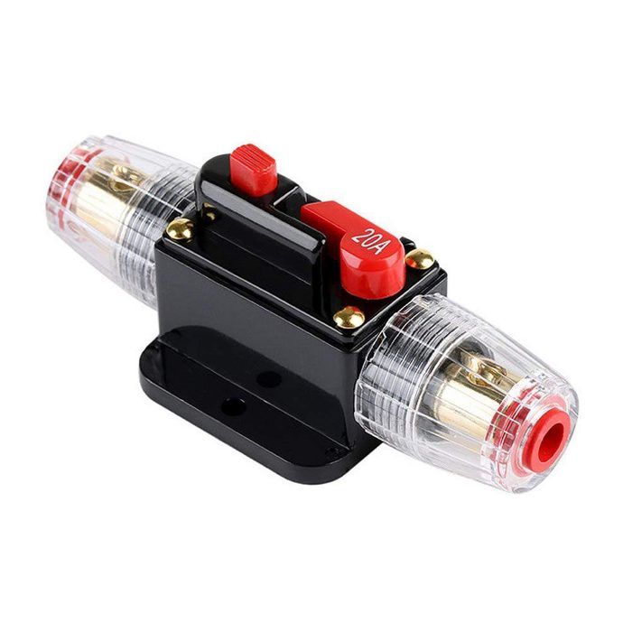 Disjoncteur Auto 20A QWORK - Protection Surcharge Voiture - Réinitialisation Manuelle 12-24V DC
