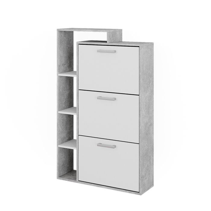 Meuble à chaussure Orlando 80x128.3cm avec 3 compartiments Blanc/Béton Vicco 50016 Meuble à chaussure Orlando 80x128.3cm avec 3 compartiments Blanc/Béton Vicco 50016