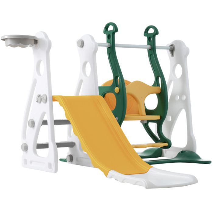 Toboggan 6 En 1 Pour Enfants – Avec Panier De Basket, Balançoire, Foot, Lancer D’anneaux, échelle, Autoportant