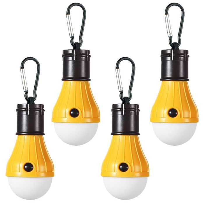 4pcs Led Lampe De Camping Lampe De Secours Extérieure Tente Lanterne De Pêche Lumière Suspendue（Jaune）