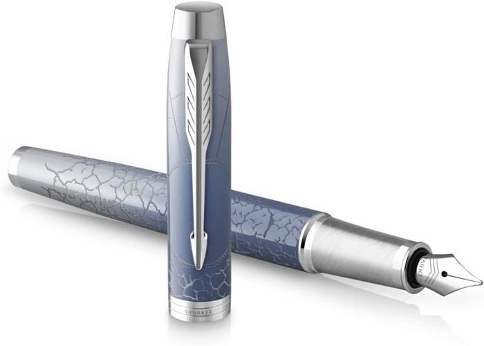 Stylo Plume Parker IM Premium Portal - Dégradé Rouge, Plume Fine, Encre Bleue - Coffret Cadeau élégant