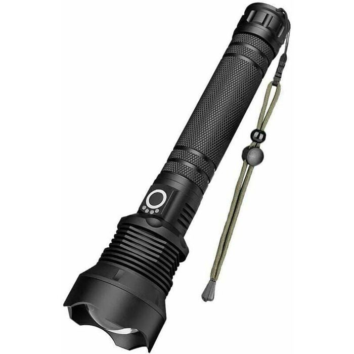 Lampe Torche LED XHP70 Super Puissante – USB Rechargeable Avec Zoom – Noir