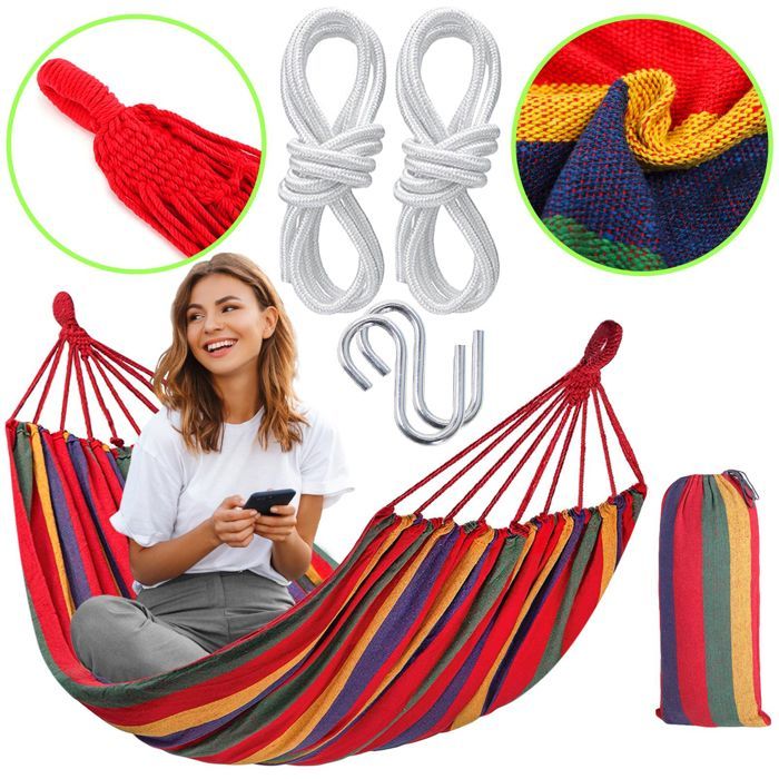 Hamac Tutumi 480142B 1 Personne Chaise Suspendue Rouge 265X90X1Cm