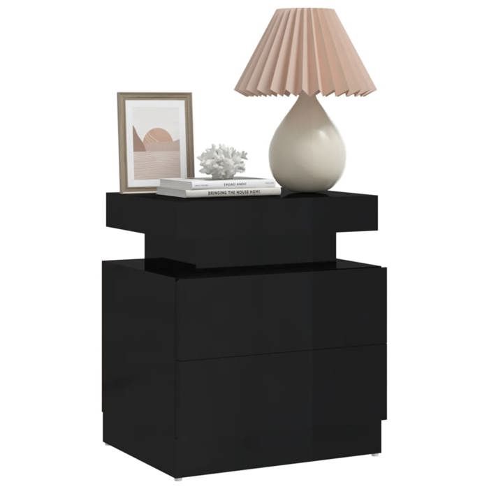Lot De 2 Tables De Nuit Vicco - Noir Brillant, 3 Tiroirs - Meuble De Chevet MDF