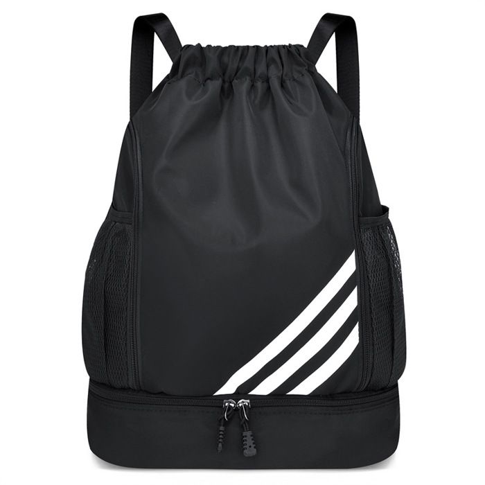 Sac à dos de sport étanche avec cordon de serrage compartiment à chaussures et poches en filet pour bouteille deau