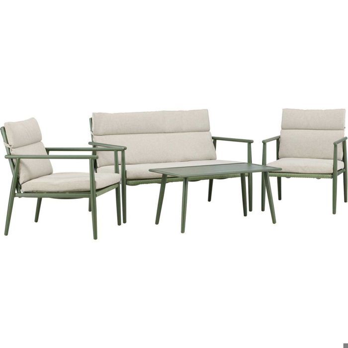 Ensemble canapé fauteuils et table en acier Mazzaro vert Ensemble canapé fauteuils et table en acier Mazzaro vert