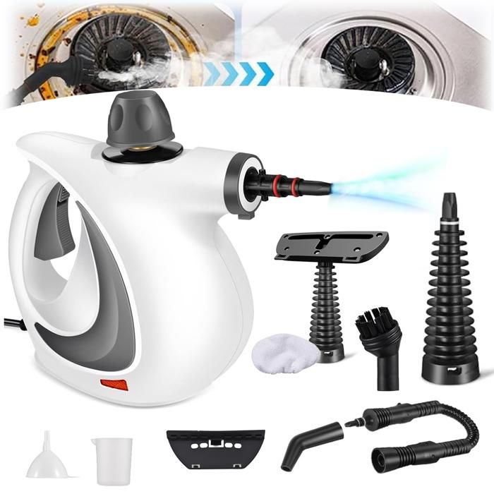 Nettoyeur vapeur portatif grande capacité multifonction pour la maison avec 9 accessoires (gris) - Unbranded