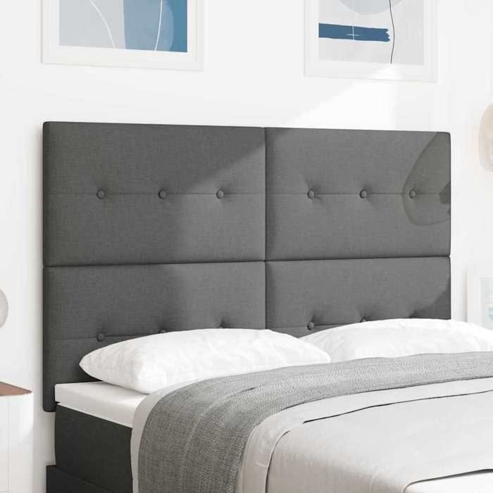 vidaXL Tête de lit réglable en hauteur Gris foncé 160 cm tissu 3337835
