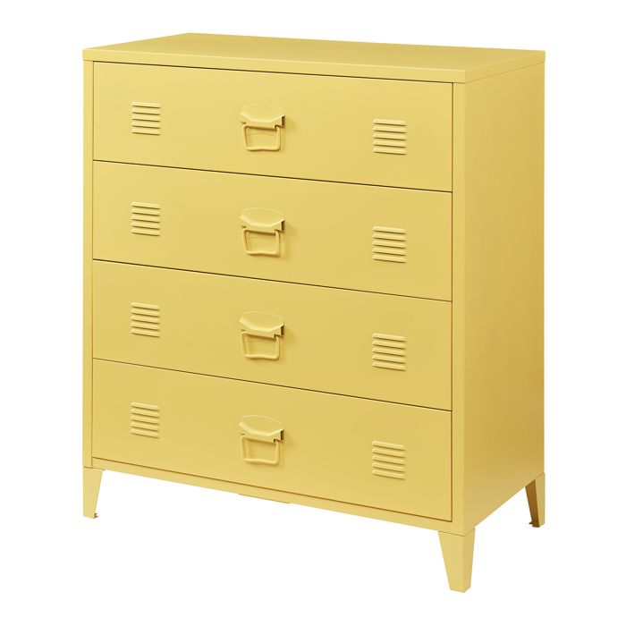 Commode métallique Hämeenlinna avec 4 tiroirs acier 92 x 80 x 40 cm jaune Commode métallique Hämeenlinna avec 4 tiroirs acier 92 x 80 x 40 cm jaune