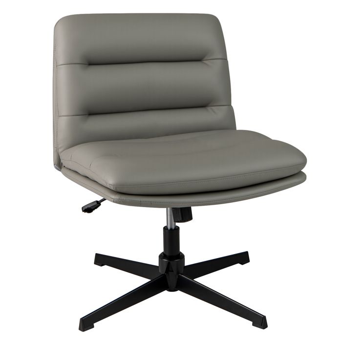 COSTWAY Fauteuil de Bureau Pivotante à 360° en Simili Cuir Réglable en Hauteur du Siège 43-53 cm pour Chambre Salon Gris