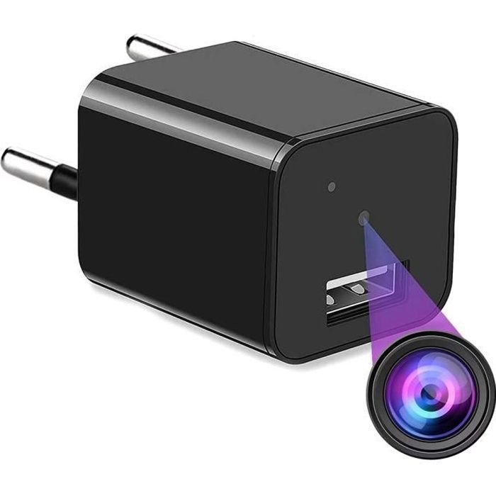 Chargeur USB secteur grise caméra espion Wifi 1080P vision nocturne