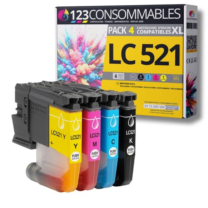 LC123 Lot De 10 Cartouches D'encre Compatibles Pour Brother LC123 XL 123 Pour DCP-J132W J152W J172W J552DW J752DW J4110DW, MFC-J245 J470DW J650DW J870DW J4410DW J4610DW