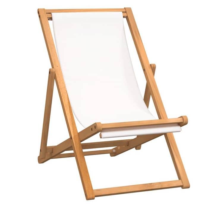 CHIC Chaise de terrasse Teck 56x105x96 cm Couleur crème - 56x105x(85/96/105) cm 436044 S11
