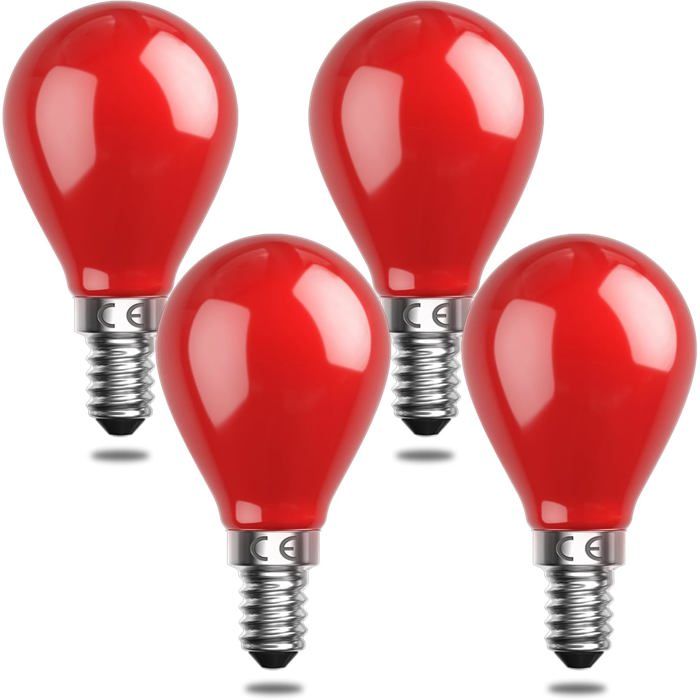 KAL-E14 Ampoule Led Rouge 4W Ampoule Ballon Rouge Convient Pour Ac220 240V Equivalent À 30W Lampe Rouge Lumière Rouge