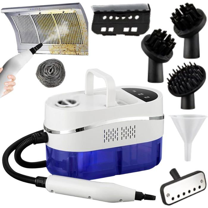 Nettoyeur vapeur polyvalent 1500 W thermorégulation 2 vitesses écran tactile réservoir 1200 ml avec lumière bleue - Ulisem