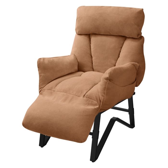 Fauteuil relax de salon manuel - ML-Design - Marron - Inclinable avec repose pied rembourré en lin Fauteuil relax de salon manuel - ML-Design - Marron - Inclinable avec repose pied rembourré en lin