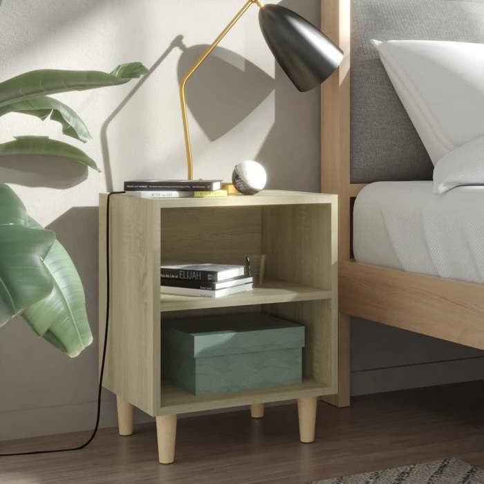 SALE 2026 Table de nuit Brun - Table de chevet avec pieds en bois Chêne sonoma 40x30x50cm PRO378267209