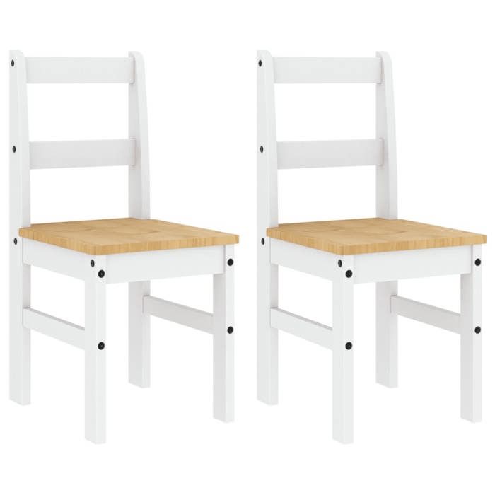 NEUF 2026 CHIC Chaises à manger SWEETY pour cuisine Set de 2 Panama blanc bois massif de pin 40x46x90 cm CCC876