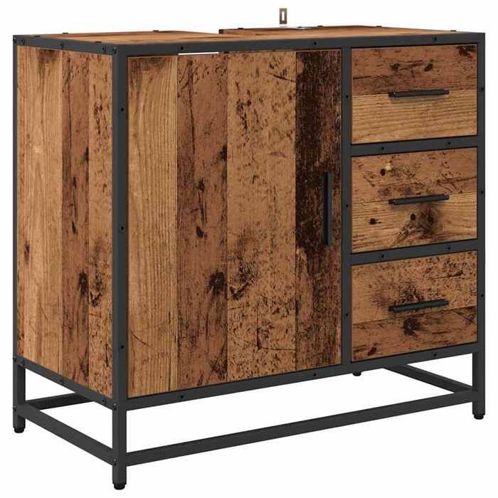 ABOTT@Cabinet de salle de bain KENNETH - Meuble Colonne salle de bain - Armoire WC - avec porte Bois Ancien 65x33x60cm - 677567 ABOTT@Cabinet de salle de bain KENNETH - Meuble Colonne salle de bain - Armoire WC - avec porte Bois Ancien 65x33x60cm - 677567
