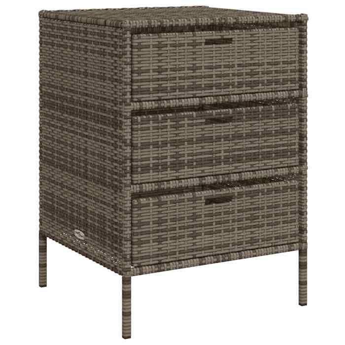 SALE 2026Armoire de rangement de jardin - Coffre de rangement extérieur et 3 tiroirs gris - Résine tressée 17 Kg 8173999
