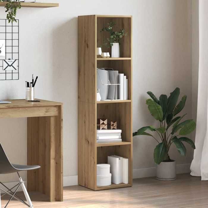 83075 Etagère bibliothèque - MEUBLECHIC - avec stockage - Pour salon - chêne artisanal 36x30x143 cm bois dingénieriePrintemps/été
