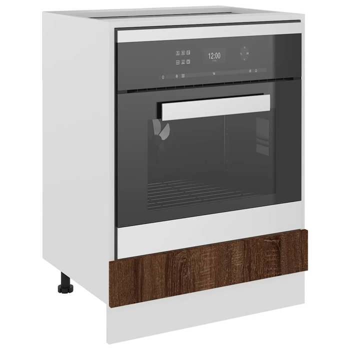 Caisson de cuisine Brun - LEMON® Meuble de four Riga - avec rangement - Chêne brun - 60 x 46 x 81 5 cm - Bois dingénierie 460 Sol