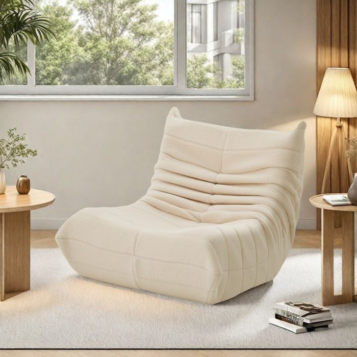 Pouf Poire Moderne Housse de Pouf Géant Facilement Transportable Fauteuil Chambre Meuble Chambre Meuble Salon Beige